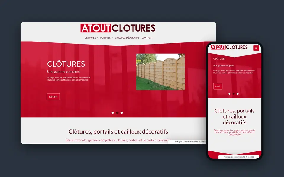 Site Atout Clôtures sur ordinateur et sur mobile