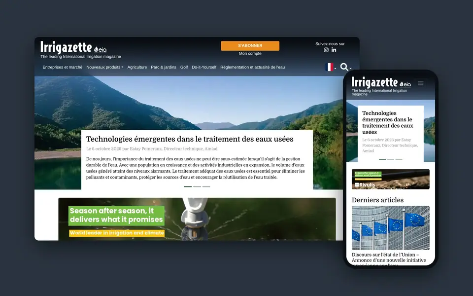 Site Irrigazette sur ordinateur et sur mobile